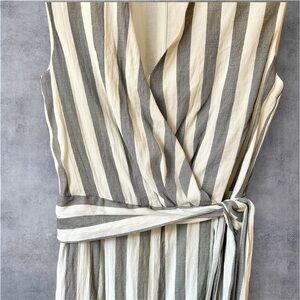 STORIA 100% Cotton Lined Jumpsuit ** Women’s Small ** Soft Grey Stripe
